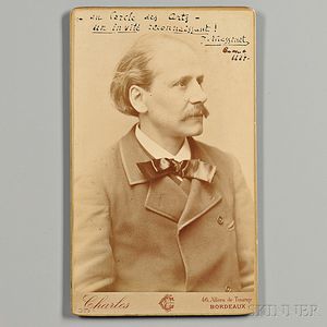 Massenet, Jules (1842-1912) Large Signed Cabinet Photograph, 1887.