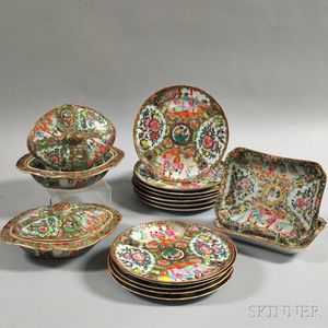 Sixteen Pieces of Rose Medallion Porcelain
