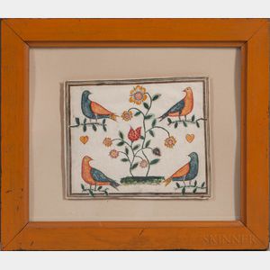 American School, Early 19th Century Birds and Flowers