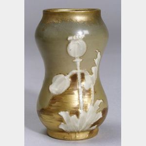 Turn-Teplitz Enameled Thistle Decorated Ceramic Vase.