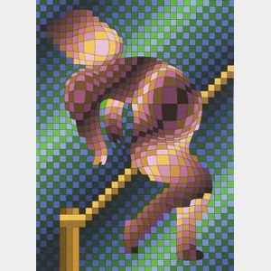 Victor Vasarely (French/Hungarian, 1908-1997) Abstracted Figure.