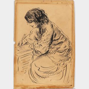 Alcott Nieriker, Abigail May (1840-1879) Drawing of Louisa May Alcott (1832-1888),Attributed to May Alcott.