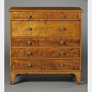Federal Tiger Maple and Cherry Inlaid Chest of Drawers