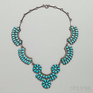 Zuni Petit-point Silver and Turquoise Necklace