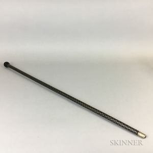 Metal-inlaid Hardwood Walking Stick