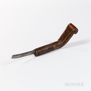 Northeast Carved Wood and Metal Crook Knife