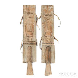 Pair of Hopi Painted Wood Dance Wands