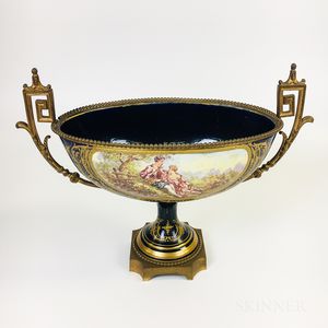 French Ormolu-mounted Hand-painted Ceramic Urn