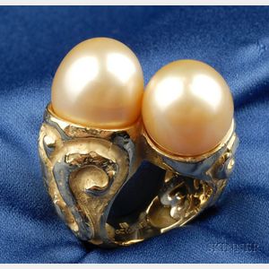 18kt Gold and Golden South Sea Pearl Bypass Ring, Katy Briscoe