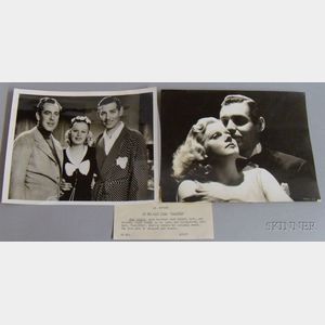 Two Jean Harlow and Clark Gable "Saratoga" MGM Studio Publicity Press Still Photographs with Typed Snipes