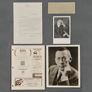 Rachmaninoff, Sergei (1873-1943) Four Signed Items and a Photograph.