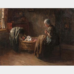 Albert Johan (Jan) Neuhuys (Dutch, 1844-1914) Watching Baby Sleep