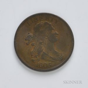 1805 No Stems Draped Bust Half Cent