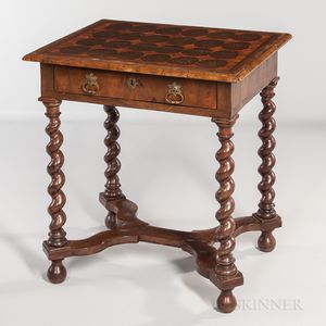 William and Mary Oyster- and Walnut-veneered Side Table