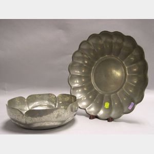 Gebelein Hammered Pewter Lobed Bowl and a Reed & Barton Pewter Lobed Centerbowl.