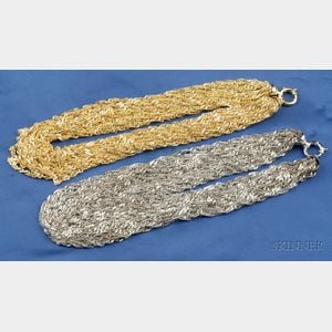 Pair of 14kt Gold Multi-strand Necklaces