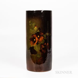 Large Art Pottery Floral-decorated Umbrella Stand