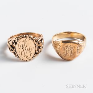 Two Gold Signet Rings
