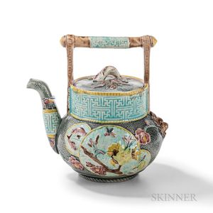 Majolica Oriental-style Tea Kettle and Cover