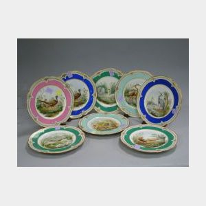 Set of Eight Game Bird Decorated Ceramic Plates.