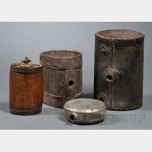 Four Canteens of Various Designs and Materials