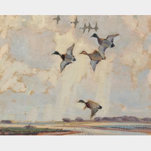 Reveau Mott Bassett (American, 1897-1981) Ducks in Flight