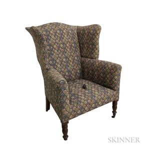 Federal Turned and Upholstered Mahogany Easy Chair