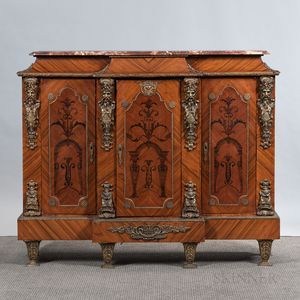 Louis XVI-style Kingwood Marquetry and Ormolu-mounted Cabinet