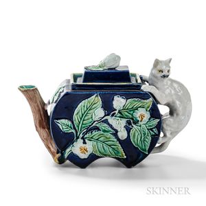 Majolica Oriental-style Teapot and Cover