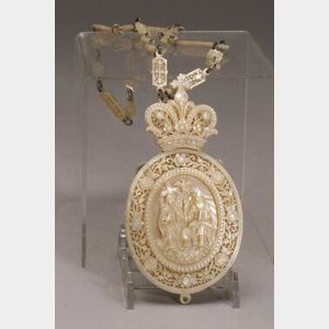 Carved Mother-of-Pearl Pendant of Christ and a Saint