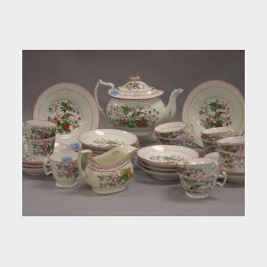 Twenty-seven Piece New Hall Porcelain Tea Set.