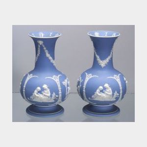 Pair of Wedgwood Light Blue Jasper Dip Vases