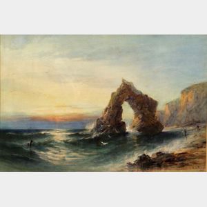 Lot of Three British Works: William Henry Earp (British, 19th Century),The Rock Arch at Freshwater Bay, Isle of Wight; British School