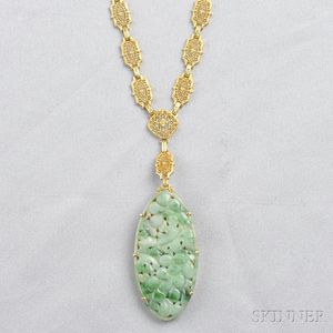14kt Gold and Jade Pendant Necklace