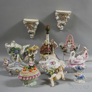 Ten Continental Porcelain Items
