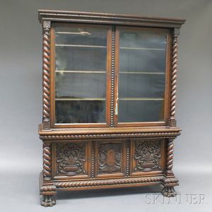 Jacobean-style Carved Oak Bookcase