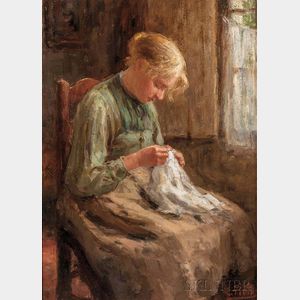 Evert Pieters (Dutch, 1856-1932) Young Woman Mending