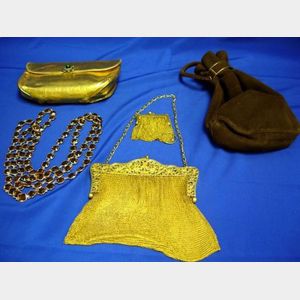 Three Purses and a Long Amber Cut Glass Bead Chain