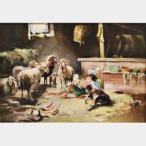 After Otto Gebler (German, 1838-1917) The Little Shepherd Boy