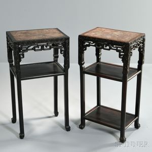 Two Rectangular Marble-top Stands