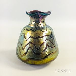 Loetz-type Iridescent Purple Glass Vase