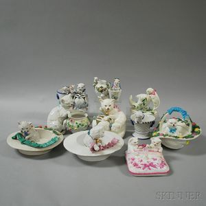 Twelve Porcelain Cat-related Items
