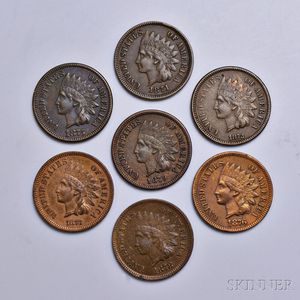 Seven 1870s Indian Head Cents
