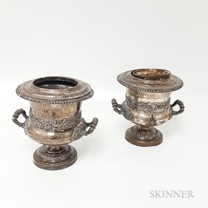 Pair of Silver-plated Wine Bottle Urns