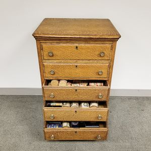 Large Group of Edison Phonograph Wax Cylinders in an Oak Chest