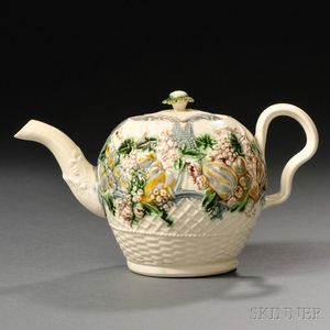 Staffordshire Cream-colored Earthenware Teapot and Cover
