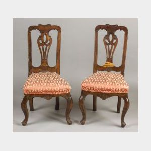 Three Italian Rococo Fruitwood Side Chairs