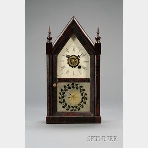 Miniature Mahogany Steeple Clock by Jerome & Company