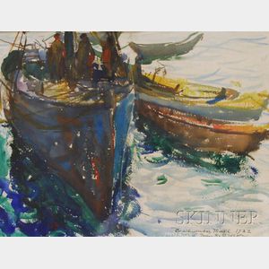 John Robinson Frazier (American, 1889-1966) Beachcomber Ball 1922 / Moored Boats.
