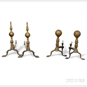 Two Pairs of Brass Andirons. 